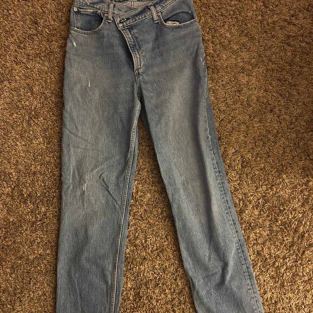 Abercrombie ultra high rise criss cross waist jeans